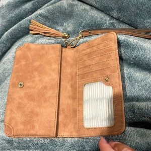 Brown Faux Suede Phone/Wallet Wristlet
